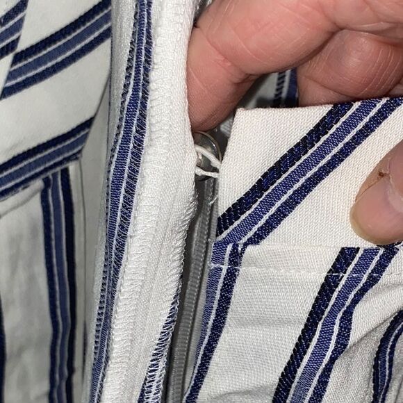 Free People Wm’s Sz XS Blue White Stripe Sleeveless Wrap Side Slit Dress - Picture 6 of 9